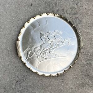 Vintage Arthur Armour Serving Tray Hammered Aluminum Horse Western